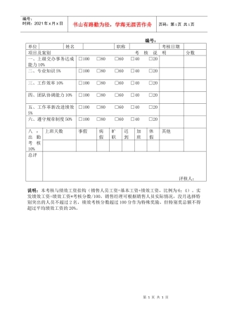 R018销售人员月考核表