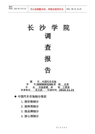 中国汽车市场的细分