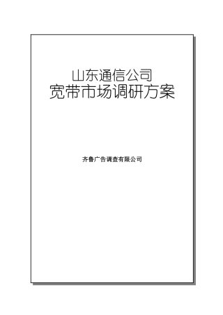 山东通信公司宽带市场调研方案
