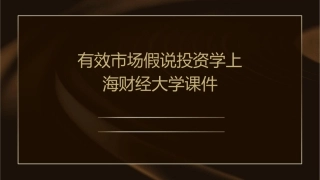 有效市场假说投资学上海财经大学课件