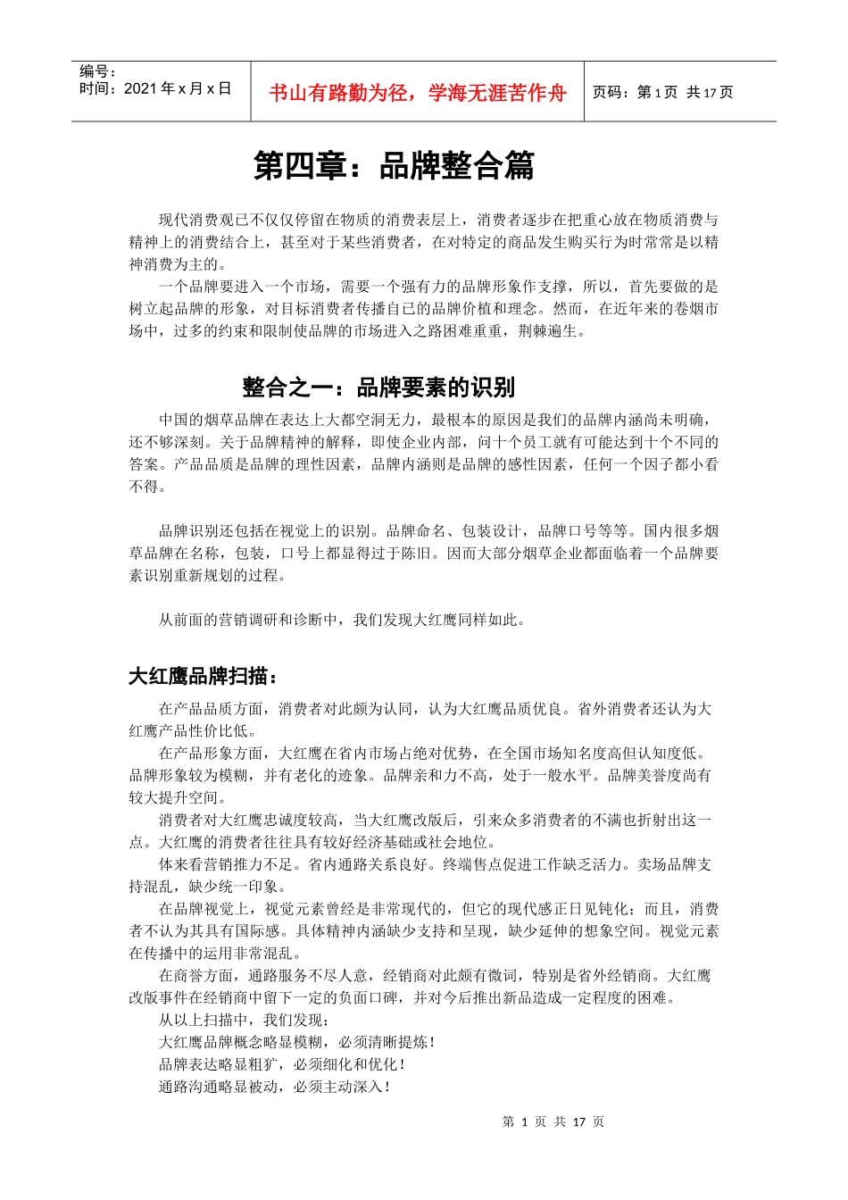 大红鹰品牌营销策划报告_第1页