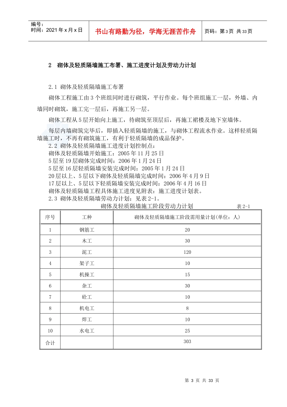 医疗大楼砌体及轻质隔墙施工方案(加气混凝土砌块)_第3页