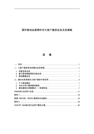 国外移动大客户服务知识