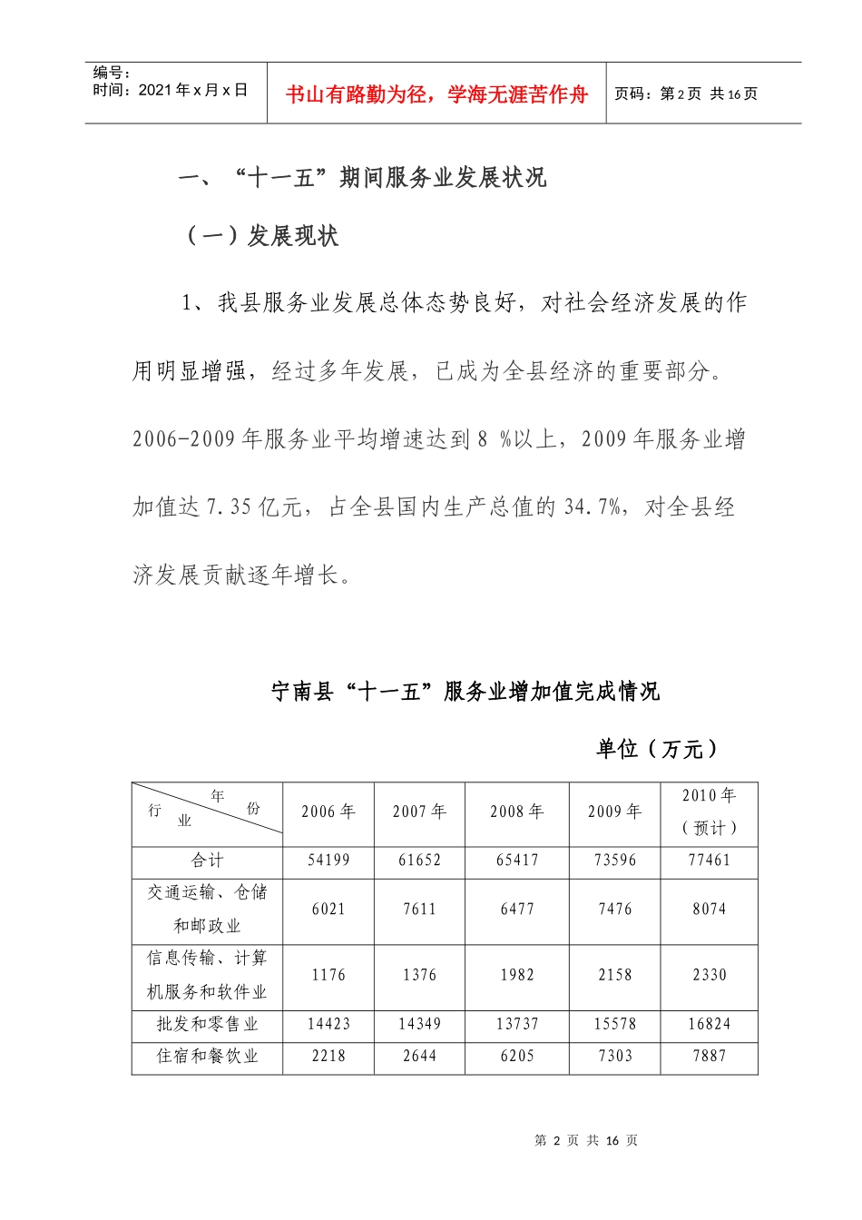 宁南县“十二五”服务业发展规划_第2页