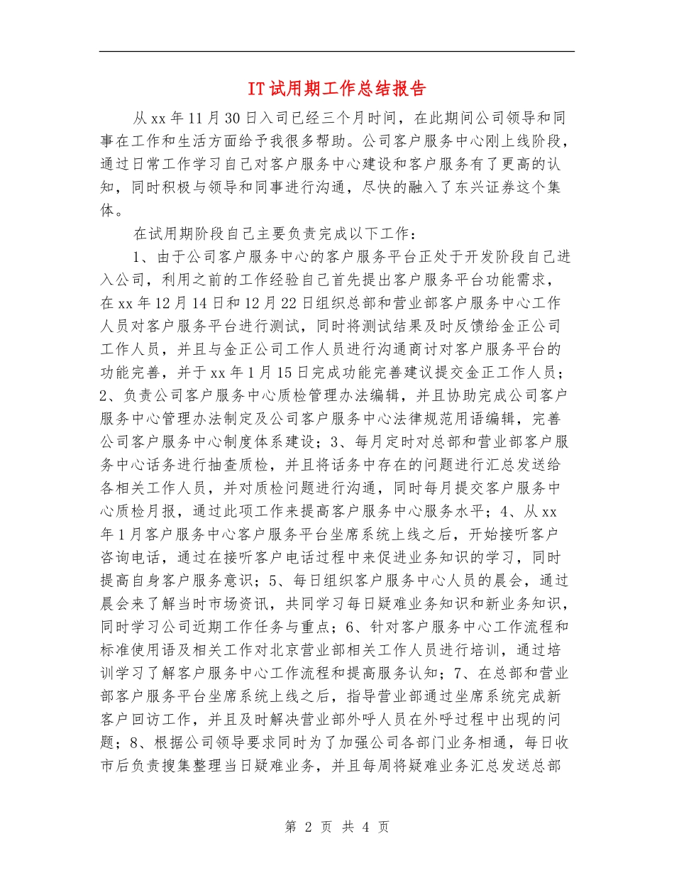 IT试用期工作总结报告_第2页
