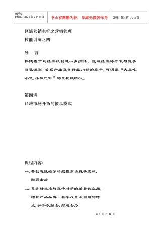 区域市场开拓的模式分析