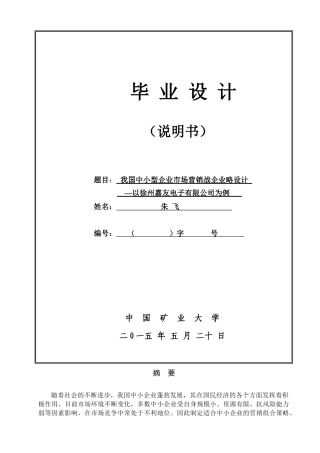 工商13专本班我国中小型企业市场营销战略设计