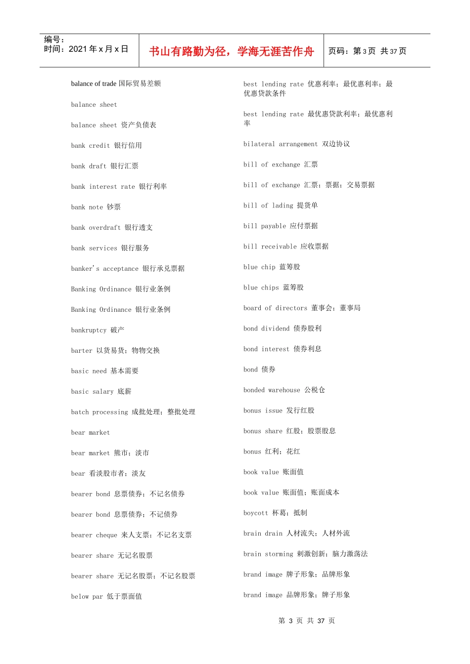 对外贸易常用词汇英汉翻译词汇_第3页
