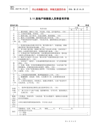 3.11房地产销售部人员考评表