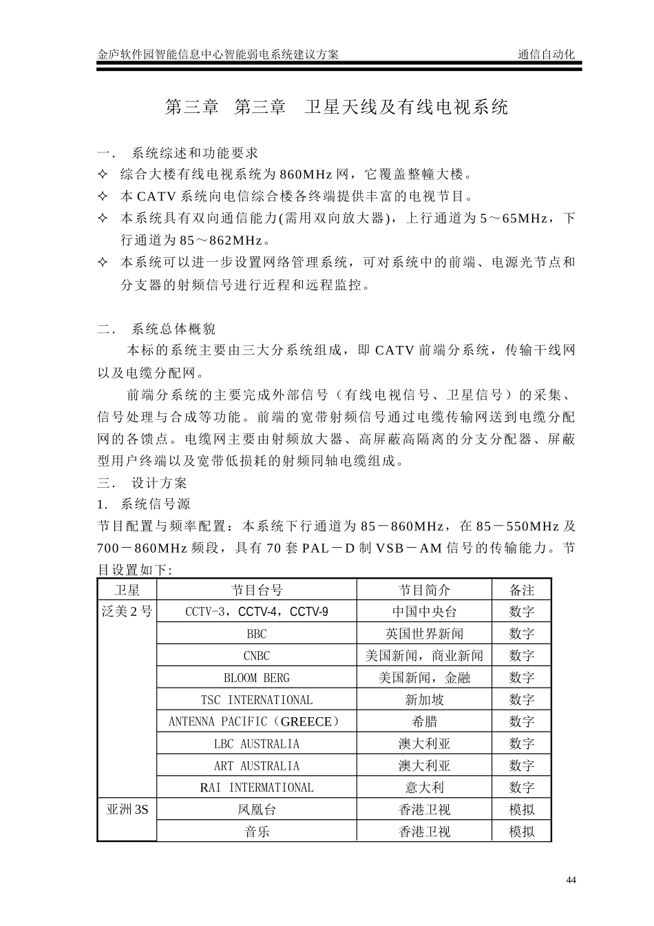 XXXX卫星天线及有线电视系统设计方案_第1页