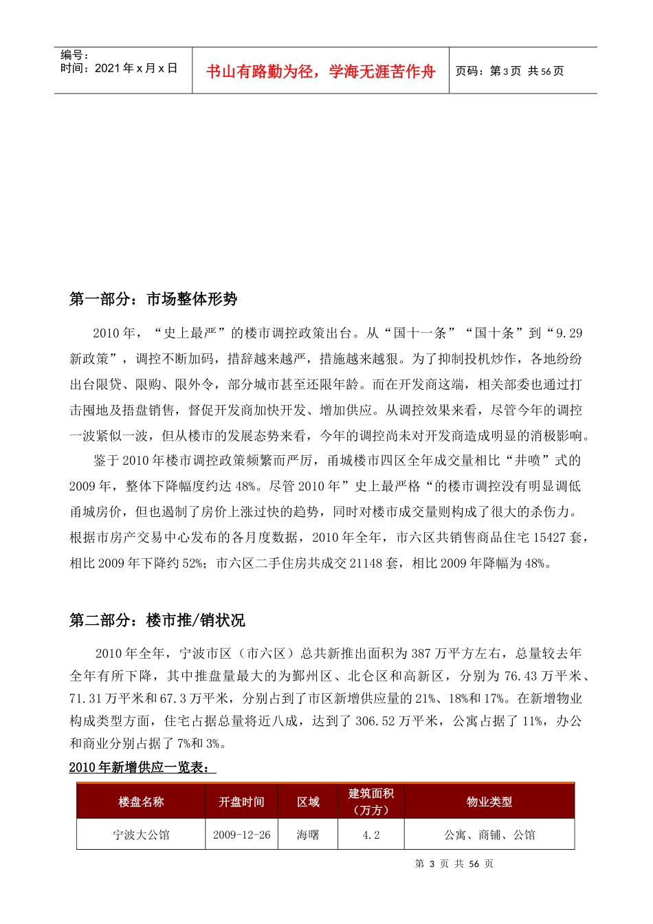 XXXX年宁波房地产市场分析年报_53页_第3页