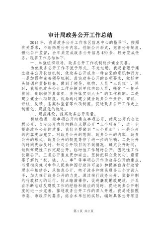 审计局政务公开工作总结