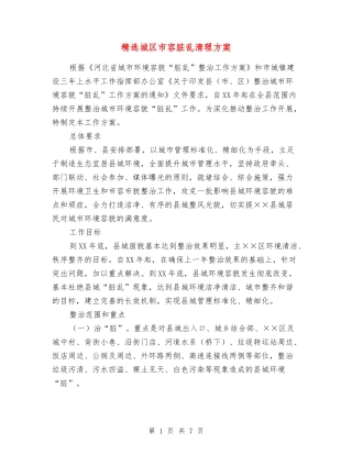 城区市容脏乱清理方案