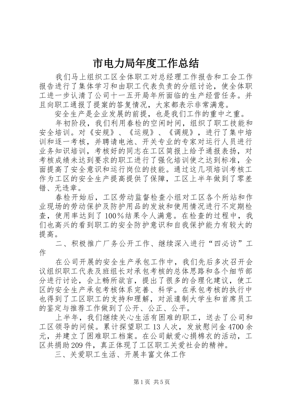 市电力局年度工作总结_第1页