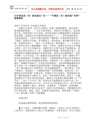 中国县市级电视广告网营销案例