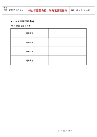 市场调研管理表格