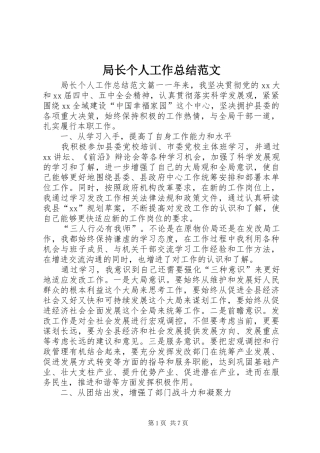 局长个人工作总结范文