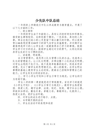 少先队中队总结