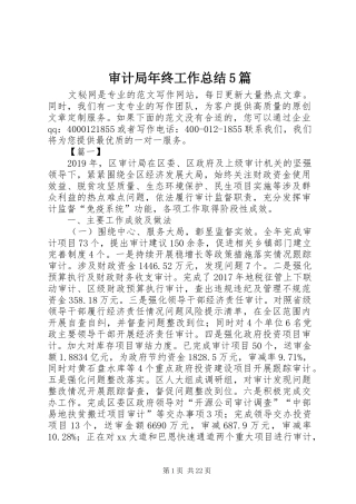 审计局年终工作总结5篇