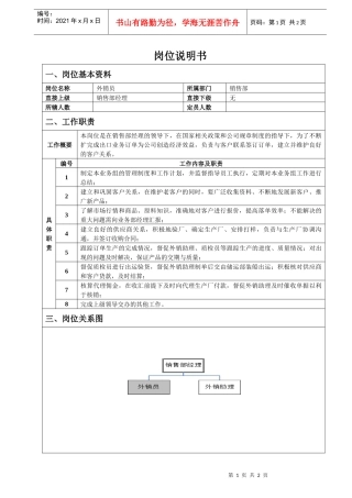 外贸销售员岗位说明书