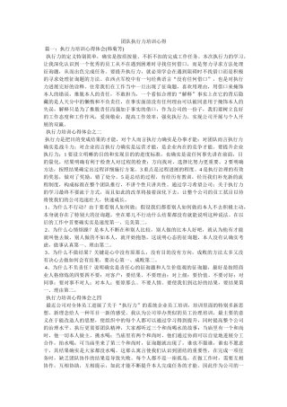 团队执行力培训心得 