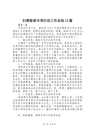 扫黑除恶专项行动工作总结12篇
