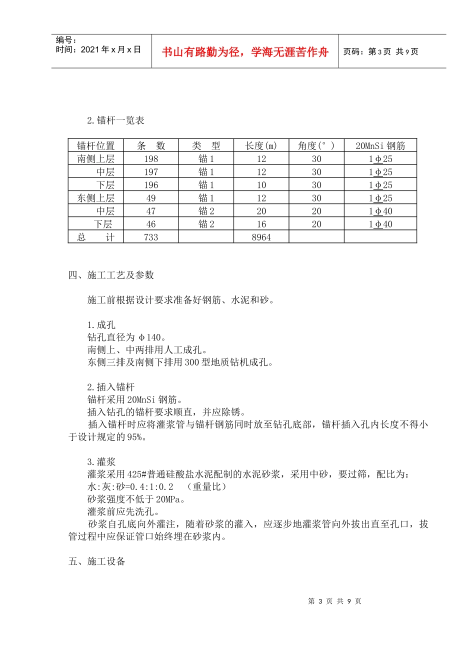 基坑支护锚杆工程施工方案_第3页