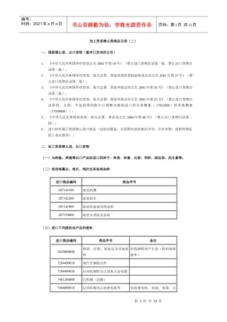 加工贸易禁止类商品目录（二）
