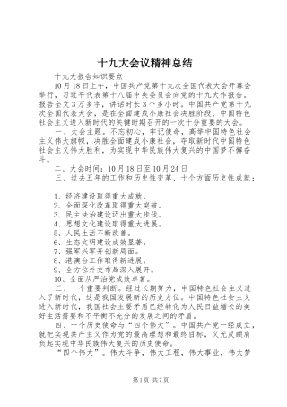 十九大会议精神总结