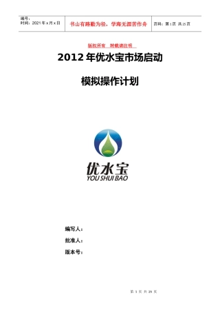 市场启动模拟操作计划