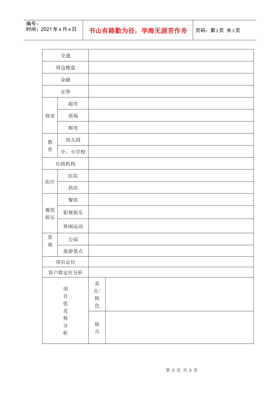 7.7.2房地产单楼盘市场调查表_第2页