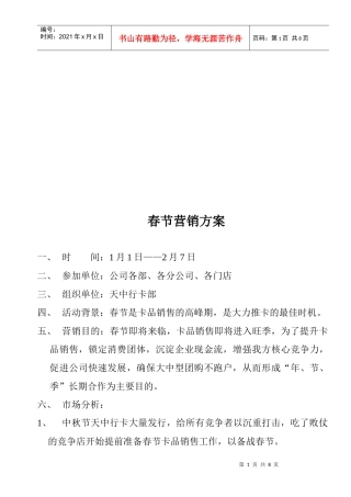 天中行卡的春节营销方案