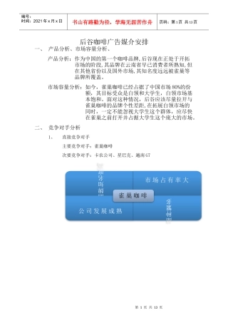 后谷咖啡广告媒介发布安排