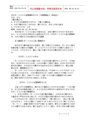 【精品文档-管理学】我国第三方支付企业营销环境分析_市场营销