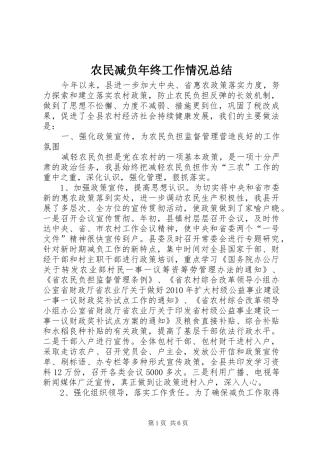 农民减负年终工作情况总结