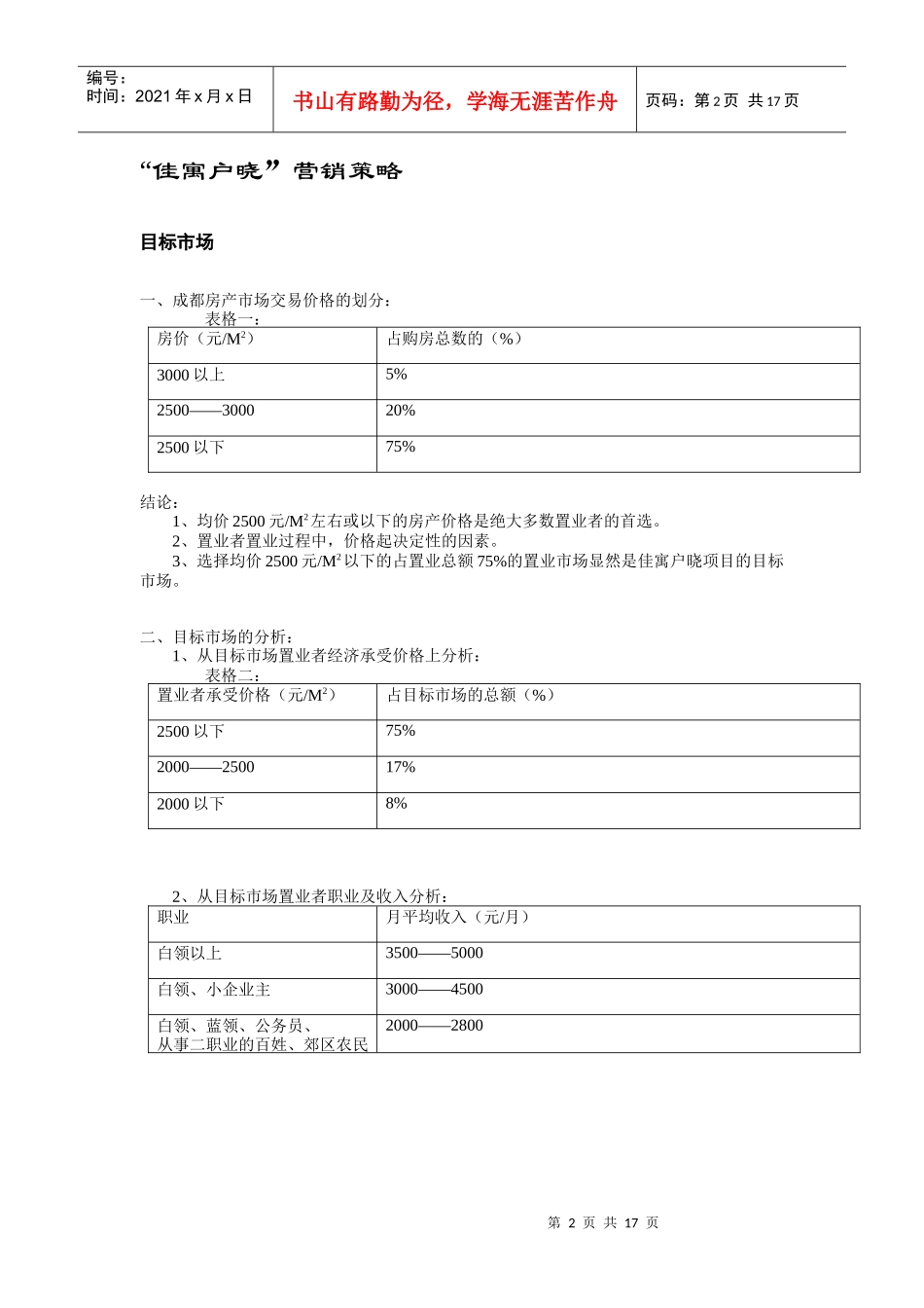 佳寓户晓的营销策划案_第2页