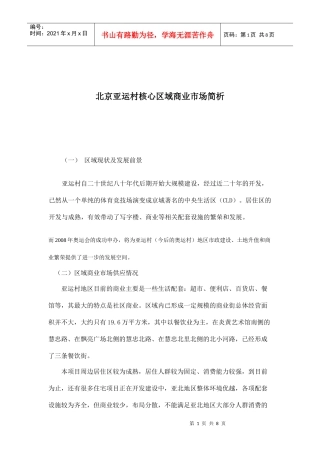 北京亚运村核心区域商业市场简析