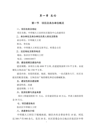 大王社区服务中心可行性报告
