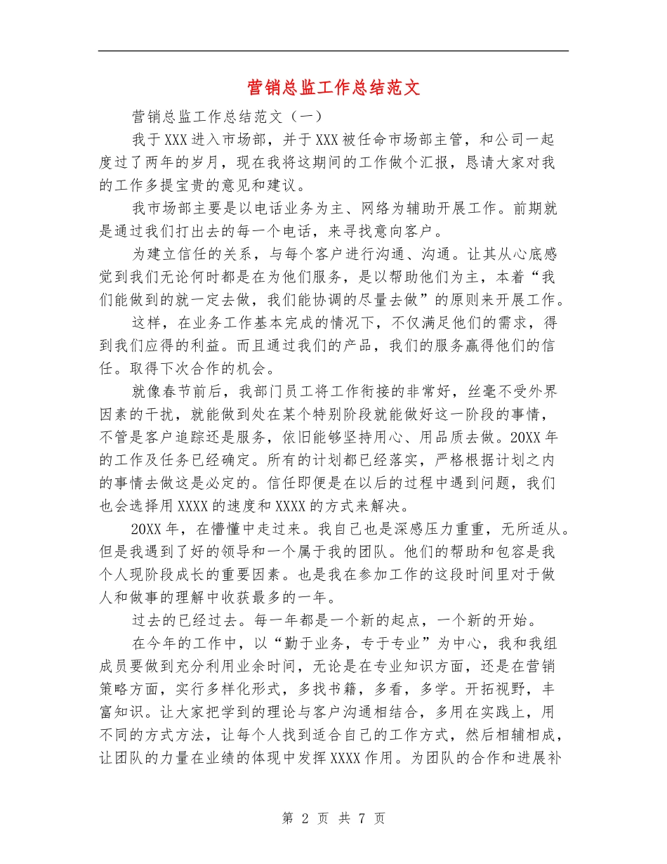 营销总监工作总结范文_第2页