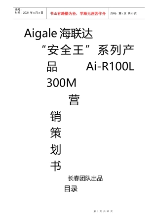 Aigale海联达“安全王”系列产品营销策划书