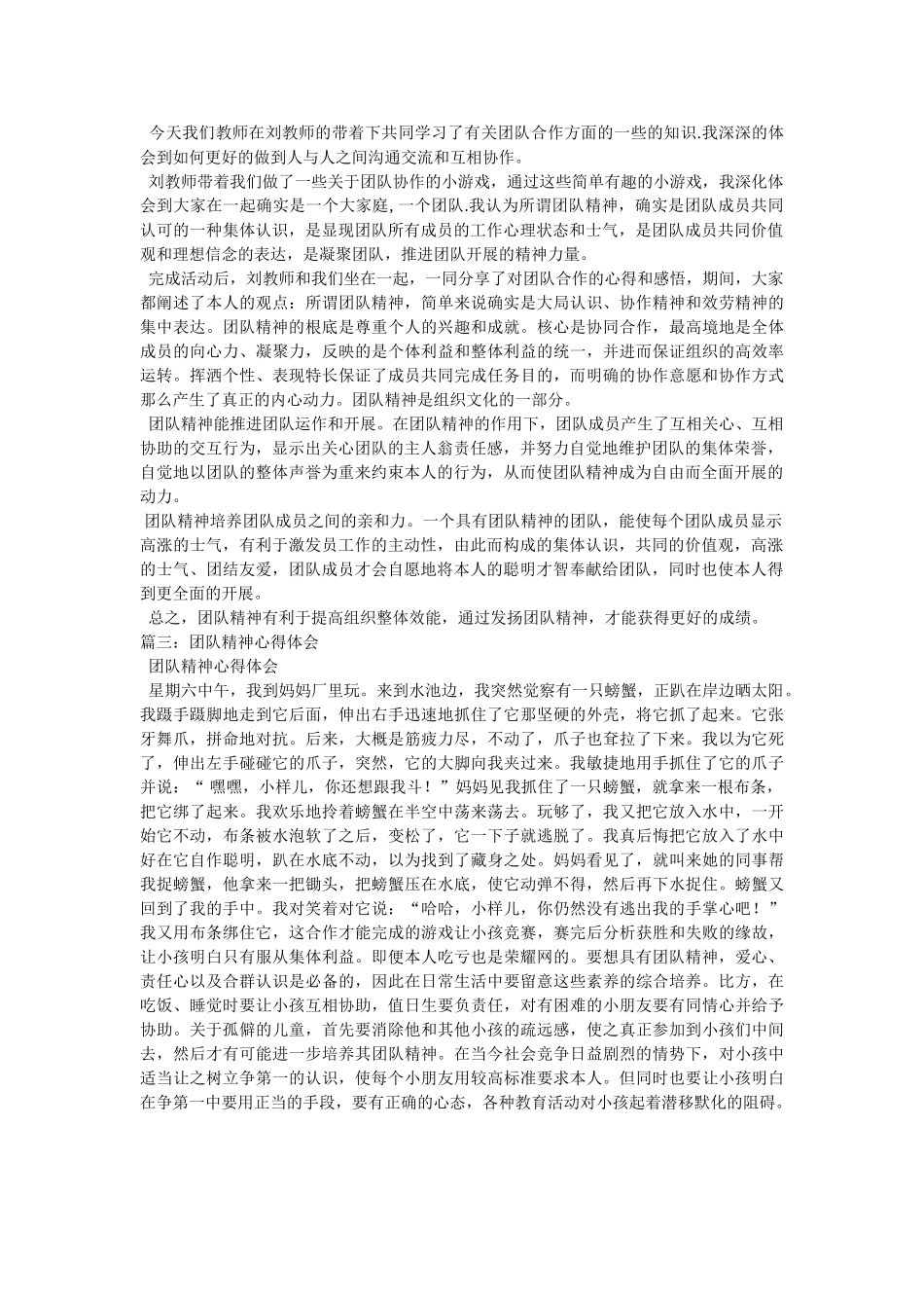 团队精神心得体会 _第3页