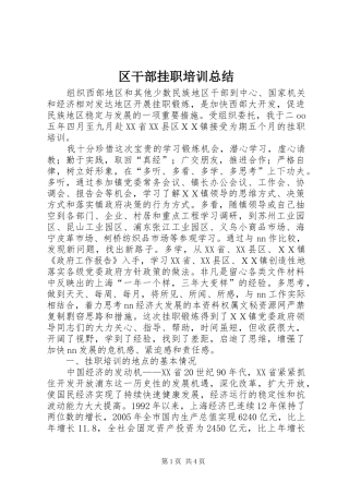 区干部挂职培训总结