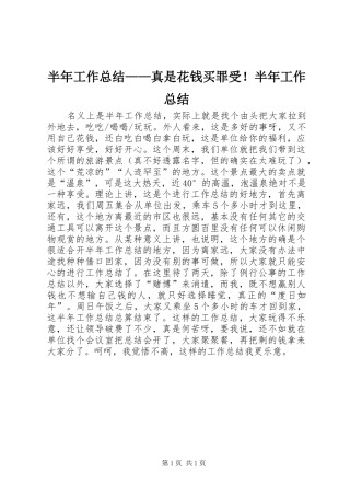 半年工作总结——真是花钱买罪受！半年工作总结
