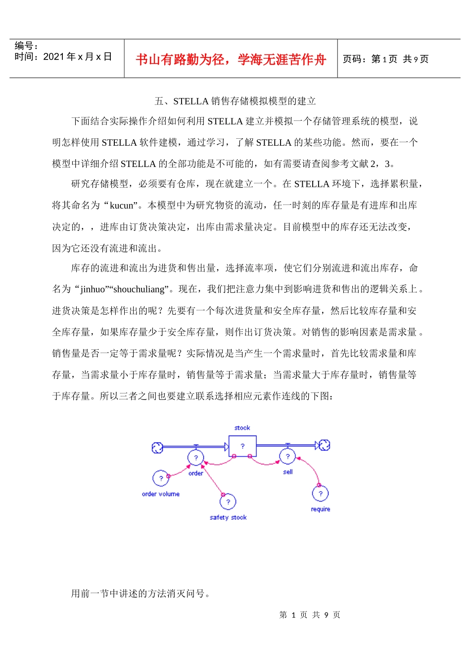 STELLA销售存储模拟模型的建立_第1页