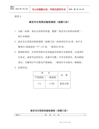 南京市示范药店验收细则连锁门店