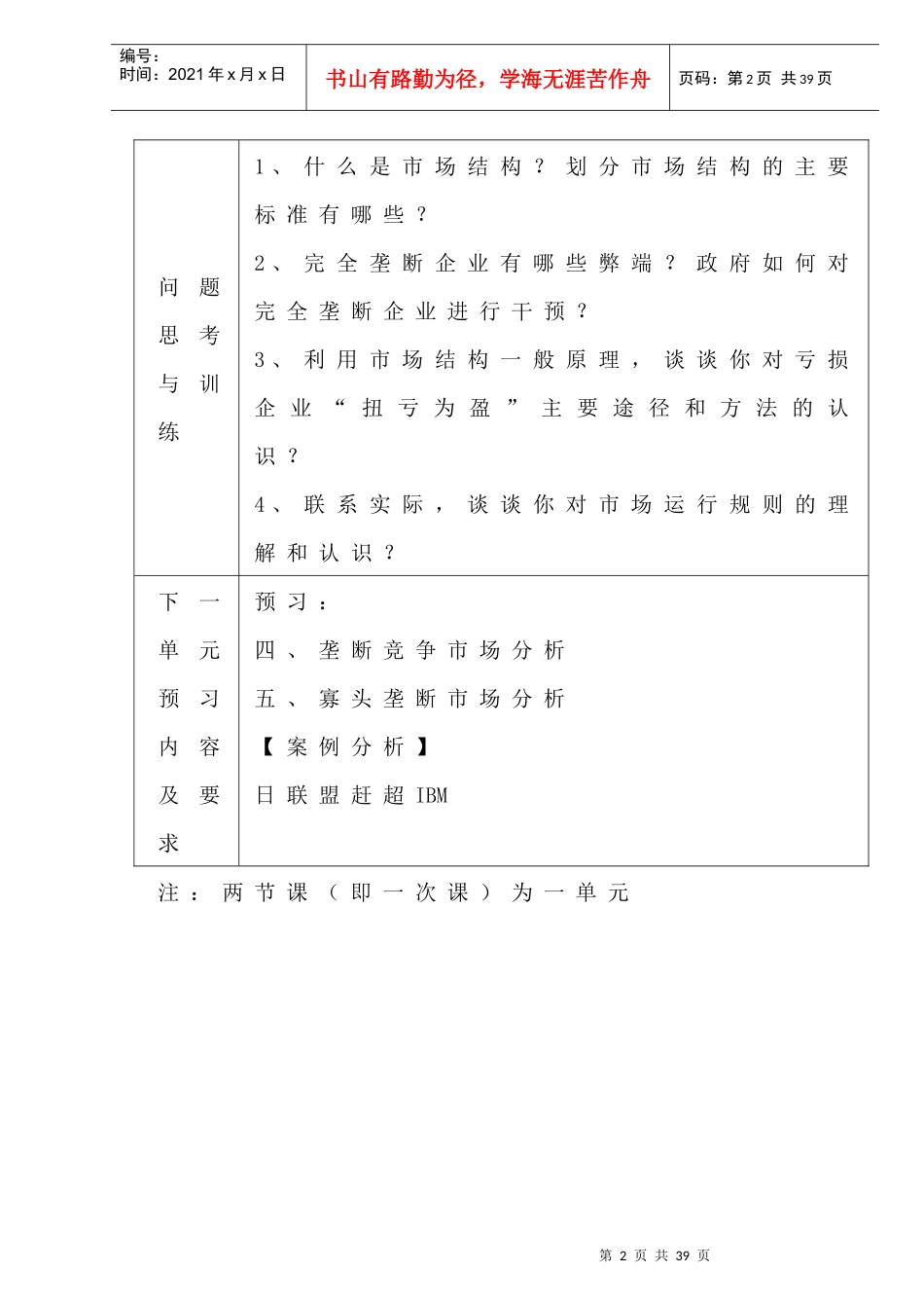 市场结构与企业行为分析教学方案_第2页