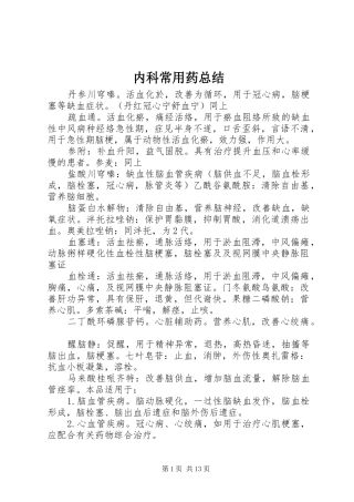内科常用药总结