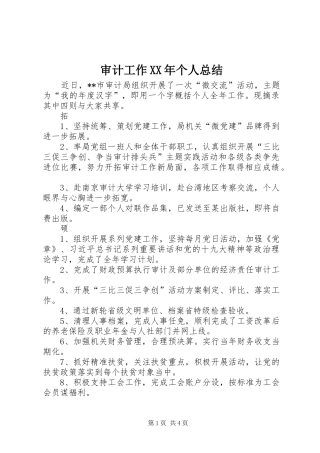 审计工作XX年个人总结
