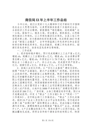 商信局XX年上半年工作总结