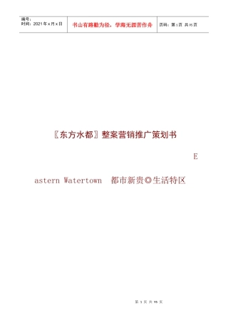 东方水都整案营销推广策划书